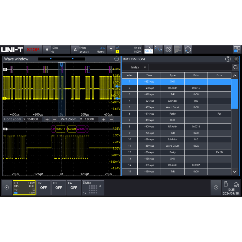 MSO3000HD-MIL1553 - AerospaceSerialBus TriggerAnalysis Opt