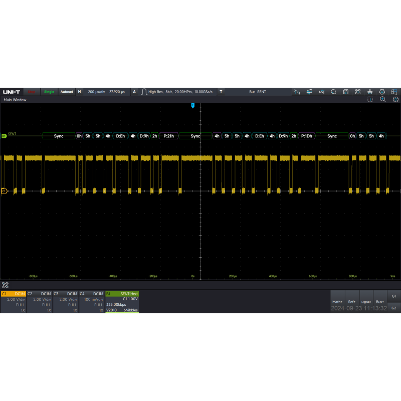 MSO7000X-SENT - Autom sensor trigger analysis SENT