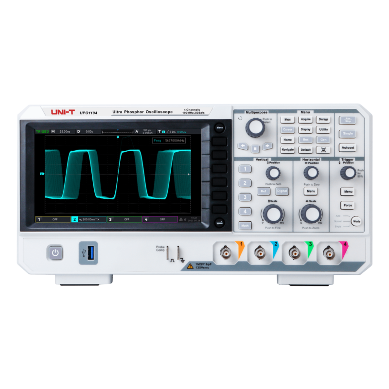 UPO1104 - Oscilloscopio 100MHz 4 CH 7" display UPO1104 - Oscilloscopio 100MHz 4 CH 7" display