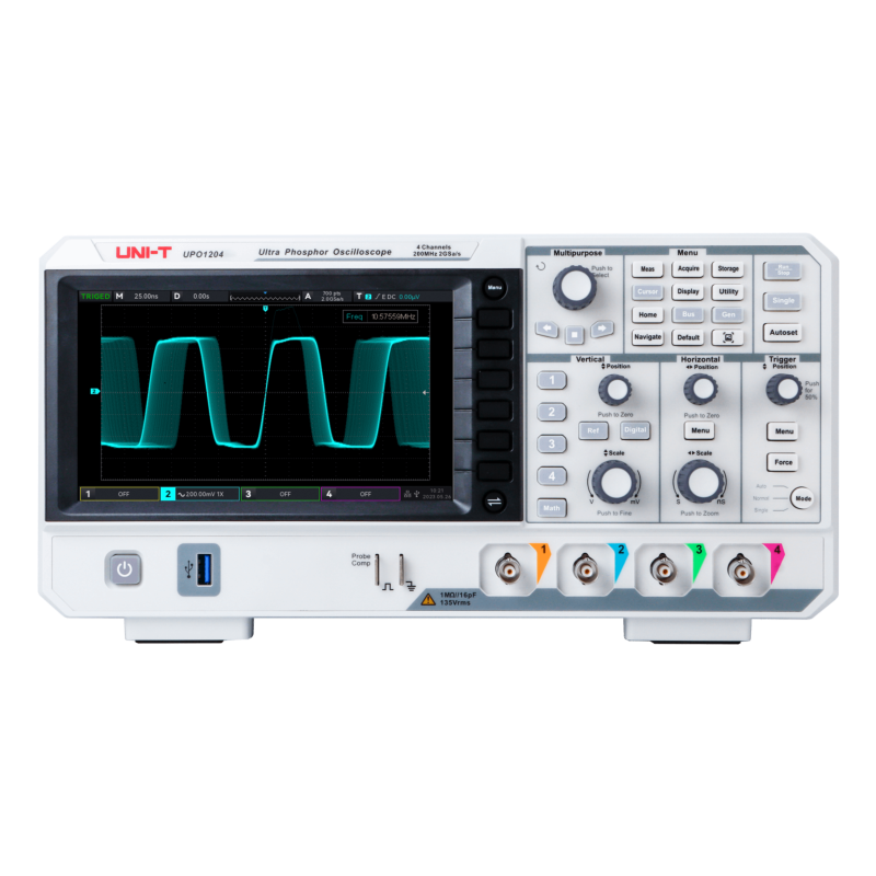 UPO1204 - Oscilloscopio 200MHz 4CH 7" display UPO1204 - Oscilloscopio 200MHz 4CH 7" display